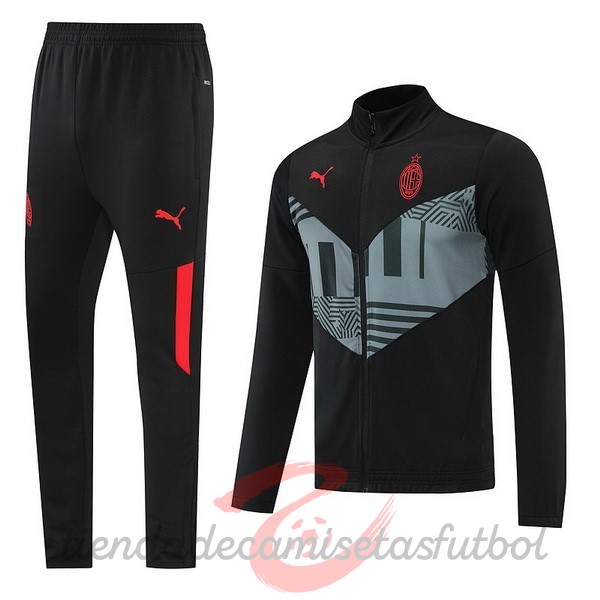 Chandal AC Milan 2022 2023 Negro Gris Camisetas Originales Baratas