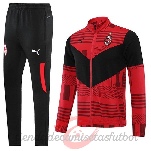 Chandal AC Milan 2022 2023 Negro Rojo Camisetas Originales Baratas
