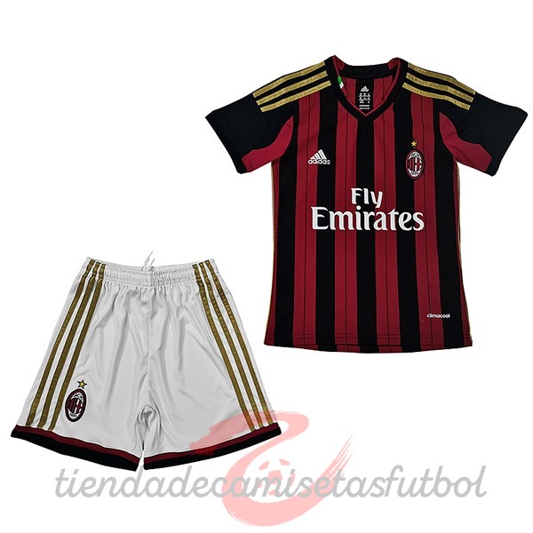 Casa Conjunto De Niños AC Milan Retro 2013 2014 Rojo Camisetas Originales Baratas