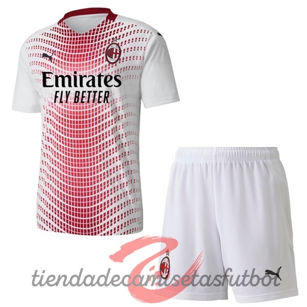 Segunda Conjunto De Niños AC Milan 2020 2021 Blanco Camisetas Originales Baratas