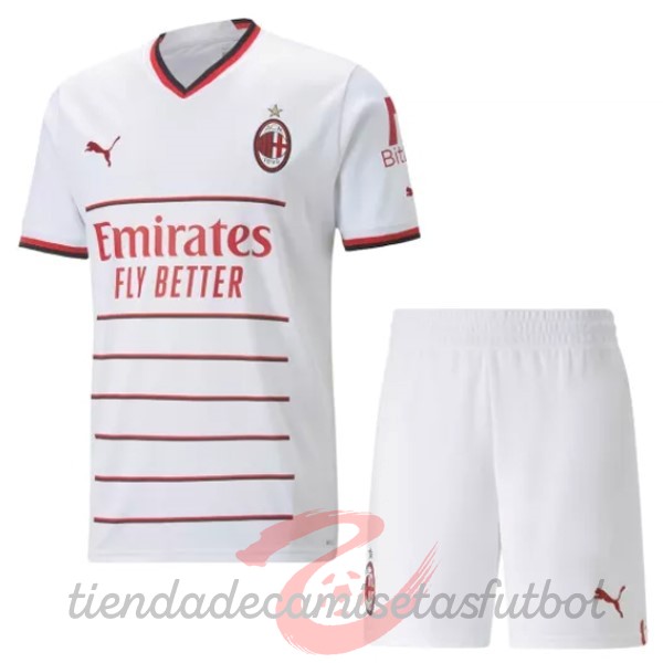 Segunda Conjunto De Niños AC Milan 2022 2023 Blanco Camisetas Originales Baratas