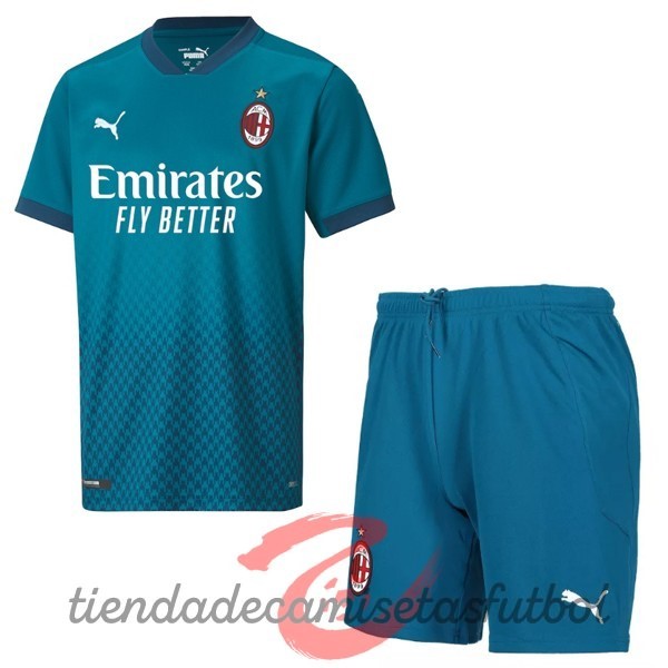 Tercera Conjunto De Niños AC Milan 2020 2021 Azul Camisetas Originales Baratas