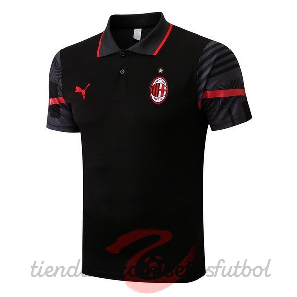 Polo AC Milan 2022 2023 Negro Rojo Camisetas Originales Baratas