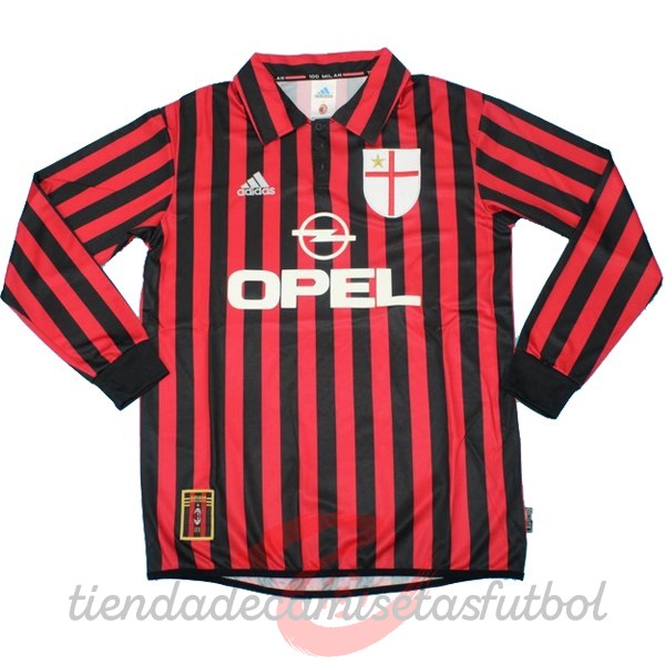 Casa Camiseta Manga Larga AC Milan Retro 1999 2000 Rojo Camisetas Originales Baratas