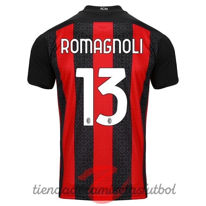 NO.13 Romagnoli Casa Camiseta AC Milan 2020 2021 Rojo Camisetas Originales Baratas