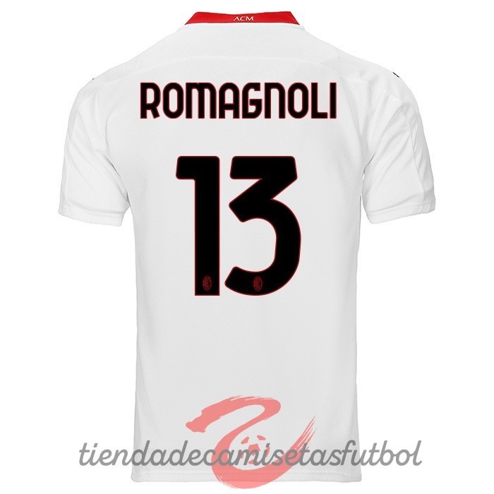 NO.13 Romagnoli Segunda Camiseta AC Milan 2020 2021 Blanco Camisetas Originales Baratas