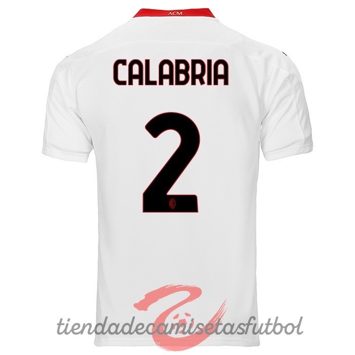 NO.2 Calabria Segunda Camiseta AC Milan 2020 2021 Blanco Camisetas Originales Baratas