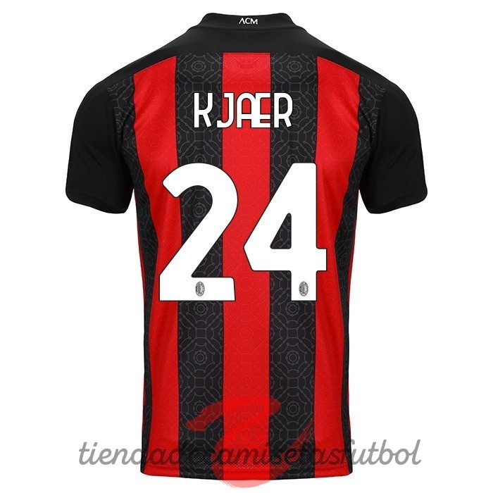NO.24 Kjaer Casa Camiseta AC Milan 2020 2021 Rojo Camisetas Originales Baratas