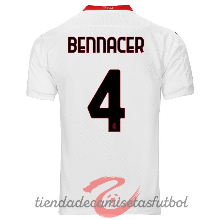 NO.4 Bennacer Segunda Camiseta AC Milan 2020 2021 Blanco Camisetas Originales Baratas