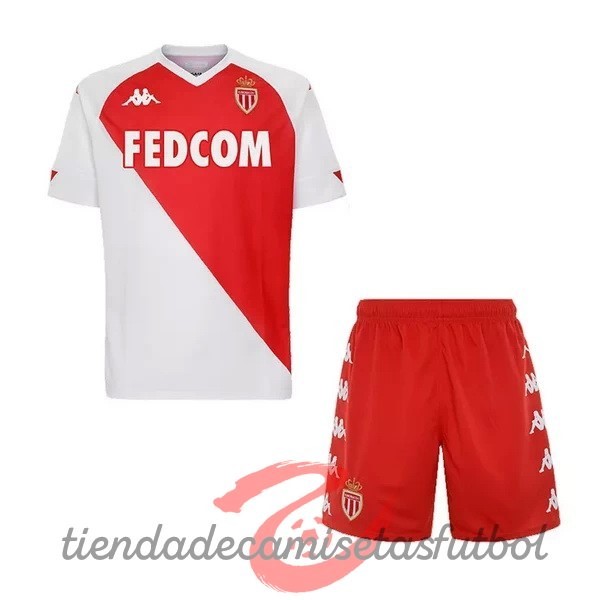 Casa Conjunto De Niños AS Monaco 2020 2021 Blanco Rojo Camisetas Originales Baratas