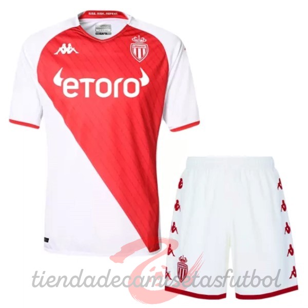 Casa Conjunto De Niños AS Monaco 2022 2023 Blanco Rojo Camisetas Originales Baratas
