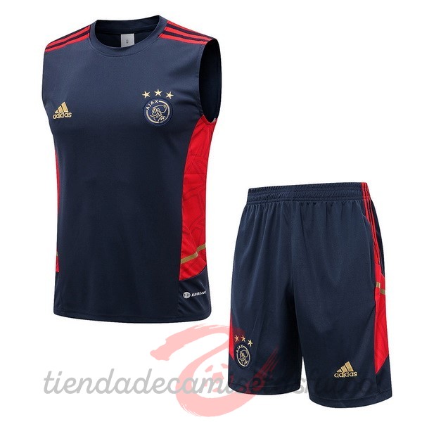 Entrenamiento Sin Mangas Conjunto Completo Ajax 2022 2023 Azul Rojo Camisetas Originales Baratas