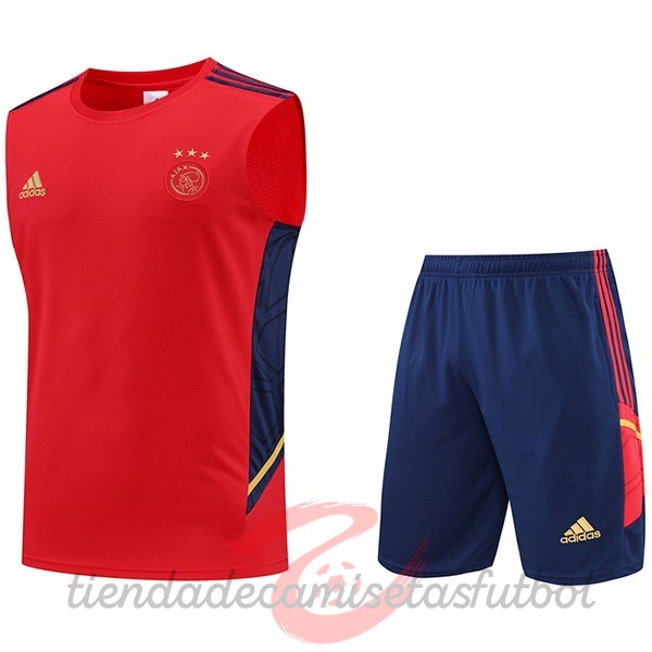 Entrenamiento Sin Mangas Conjunto Completo Ajax 2022 2023 Rojo Azul Camisetas Originales Baratas