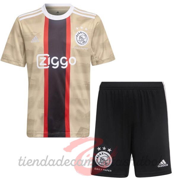 Tercera Conjunto De Niños Ajax 2022 2023 Amarillo Camisetas Originales Baratas