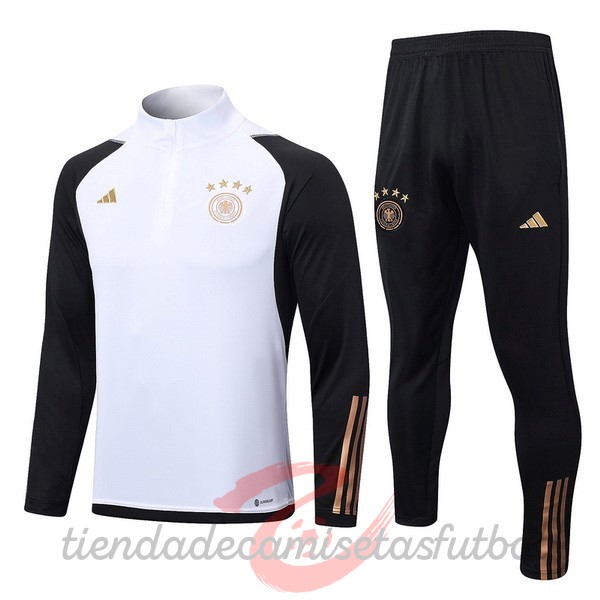 Conjunto Completo Sudadera Entrenamiento Alemania 2022 Blanco Negro Camisetas Originales Baratas