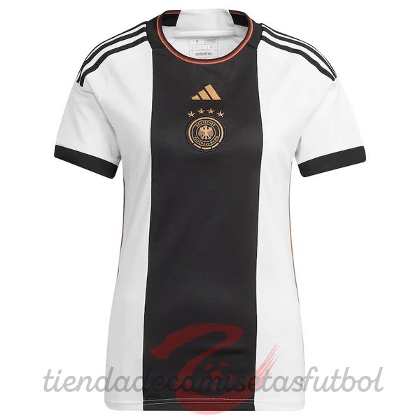 Casa Camiseta Mujer Alemania 2022 Blanco Negro Camisetas Originales Baratas
