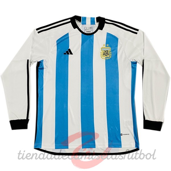 Tailandia Casa Manga Larga Argentina 2022 Blanco Azul Camisetas Originales Baratas