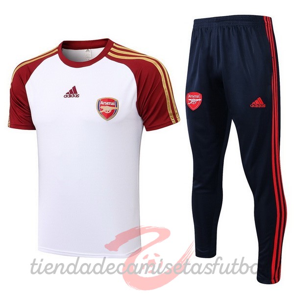 Entrenamiento Conjunto Completo Arsenal 2021 2022 Blanco Rojo Negro Camisetas Originales Baratas
