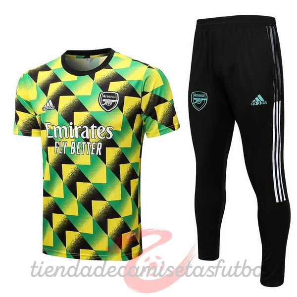 Entrenamiento Conjunto Completo Arsenal 2022 2023 Verde Amarillo Negro Camisetas Originales Baratas