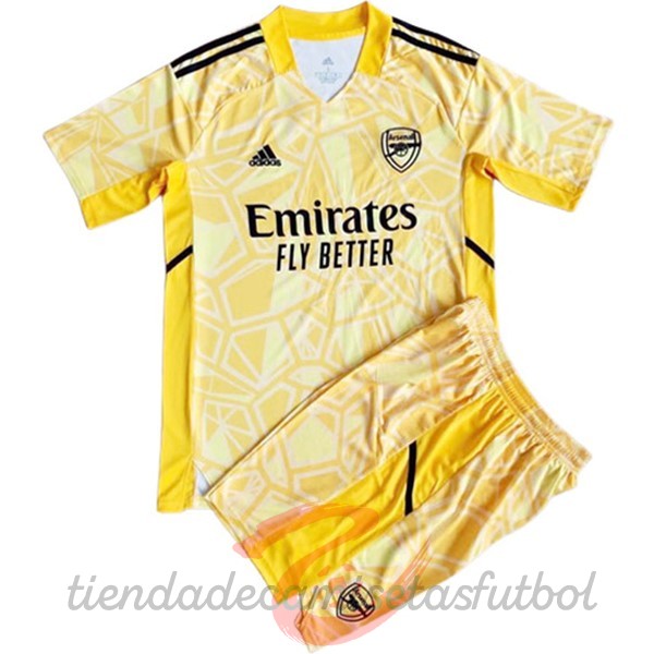 Portero Conjunto De Niños Arsenal 2022 2023 Amarillo Camisetas Originales Baratas