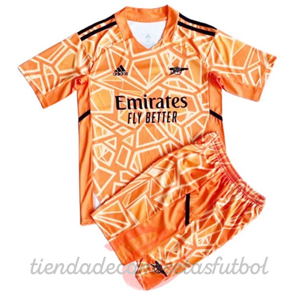 Portero Conjunto De Niños Arsenal 2022 2023 Naranja Camisetas Originales Baratas