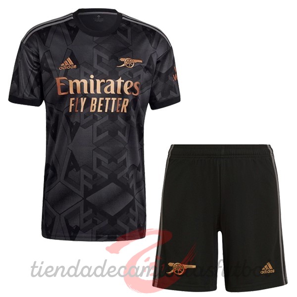 Segunda Conjunto De Niños Arsenal 2022 2023 Negro Camisetas Originales Baratas