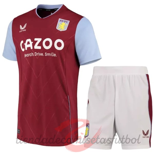 Casa Conjunto De Niños Aston Villa 2022 2023 Rojo Camisetas Originales Baratas