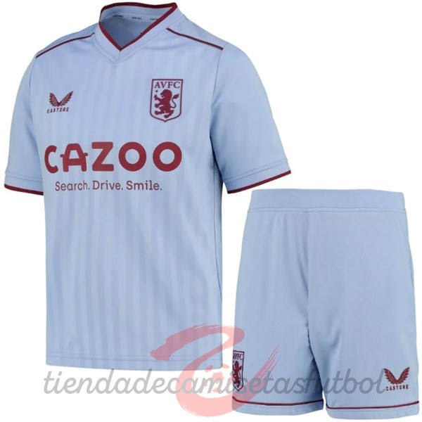 Segunda Conjunto De Niños Aston Villa 2022 2023 Azul Camisetas Originales Baratas