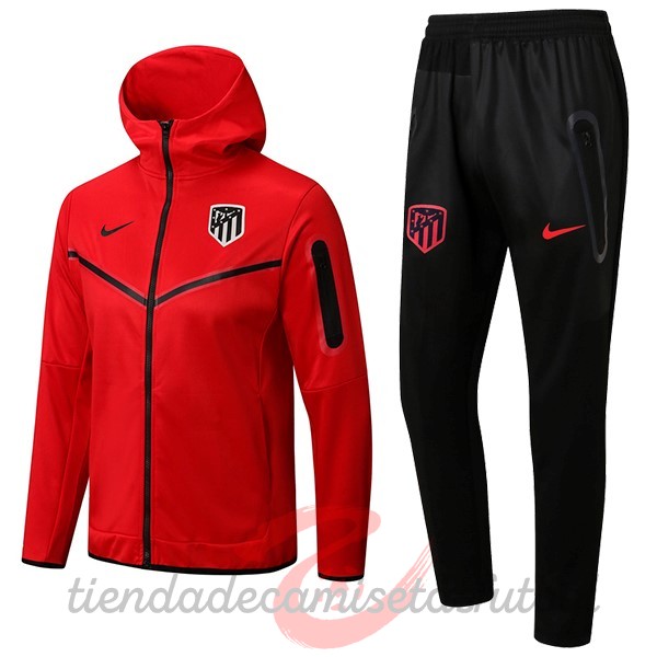 Chaqueta Con Capucha Atlético Madrid 2022 2023 Rojo Negro Camisetas Originales Baratas