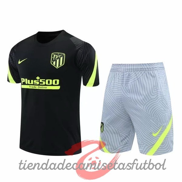 Entrenamiento Conjunto Completo Atlético Madrid 2020 2021 Negro Gris Camisetas Originales Baratas
