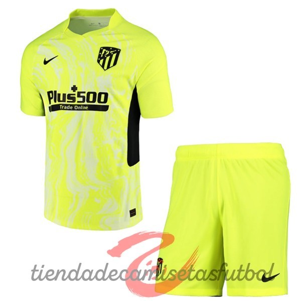 Tercera Conjunto De Niños Atlético Madrid 2020 2021 Verde Fluorescente Camisetas Originales Baratas