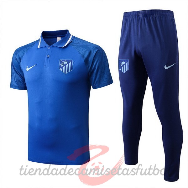 Conjunto Completo Polo Atlético Madrid 2022 2023 Azul Camisetas Originales Baratas