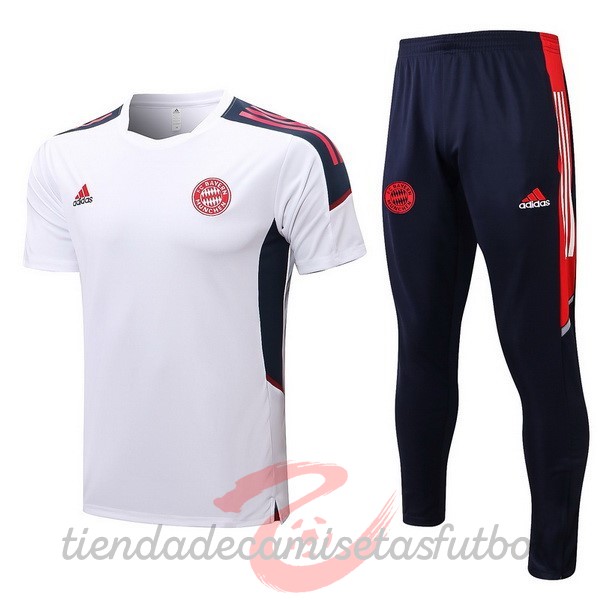 Entrenamiento Conjunto Completo Bayern Múnich 2022 2023 Blanco Rojo Negro Camisetas Originales Baratas