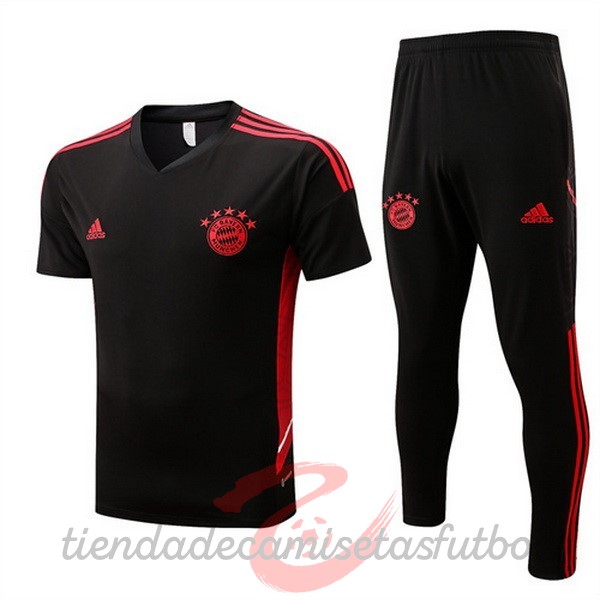 Entrenamiento Conjunto Completo Bayern Múnich 2022 2023 Negro I Rojo Camisetas Originales Baratas