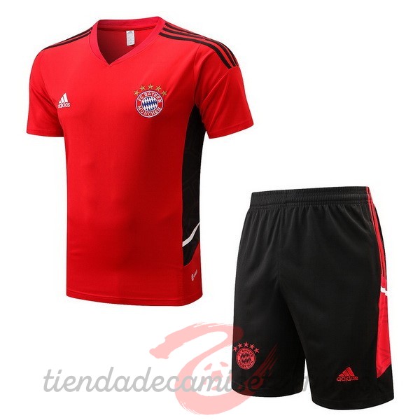 Entrenamiento Conjunto Completo Bayern Múnich 2022 2023 Rojo II Negro Camisetas Originales Baratas