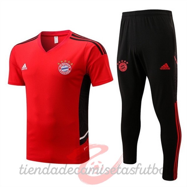 Entrenamiento Conjunto Completo Bayern Múnich 2022 2023 Rojo Negro Azul Camisetas Originales Baratas