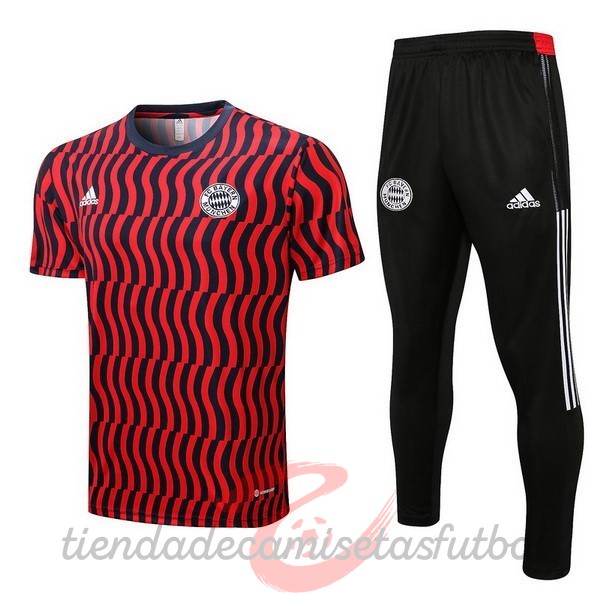 Entrenamiento Conjunto Completo Bayern Múnich 2022 2023 Rojo Negro Blanco Camisetas Originales Baratas