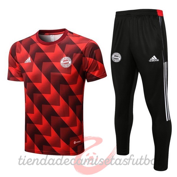 Entrenamiento Conjunto Completo Bayern Múnich 2022 2023 Rojo Negro Camisetas Originales Baratas