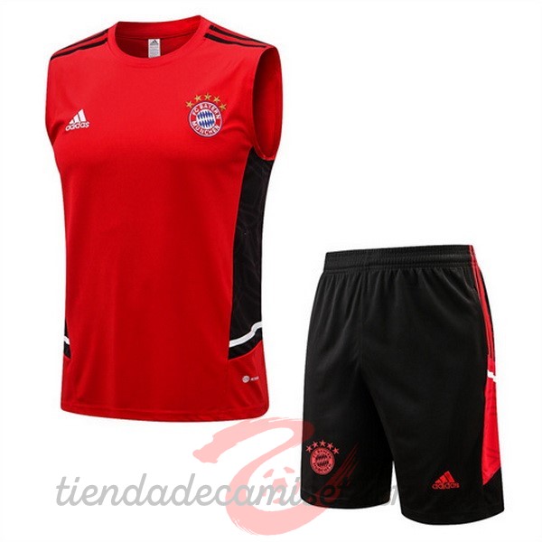 Entrenamiento Sin Mangas Conjunto Completo Bayern Múnich 2022 2023 Rojo I Negro Camisetas Originales Baratas