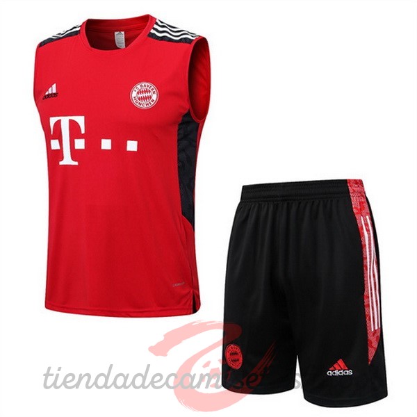 Entrenamiento Sin Mangas Conjunto Completo Bayern Múnich 2022 2023 Rojo Negro Camisetas Originales Baratas