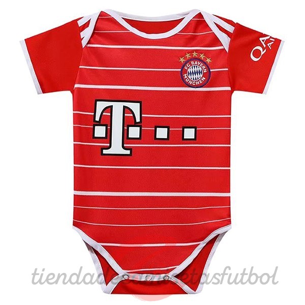 Casa Onesies Niños Bayern Múnich 2022 2023 Rojo Camisetas Originales Baratas