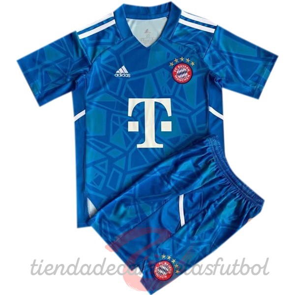 Portero Conjunto De Niños Bayern Múnich 2022 2023 Azul Camisetas Originales Baratas