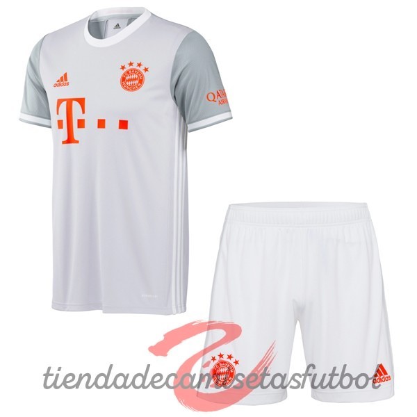 Segunda Conjunto De Niños Bayern Múnich 2020 2021 Blanco Camisetas Originales Baratas