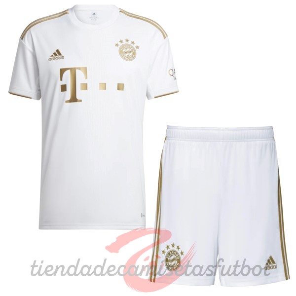 Segunda Conjunto De Niños Bayern Múnich 2022 2023 Blanco Camisetas Originales Baratas