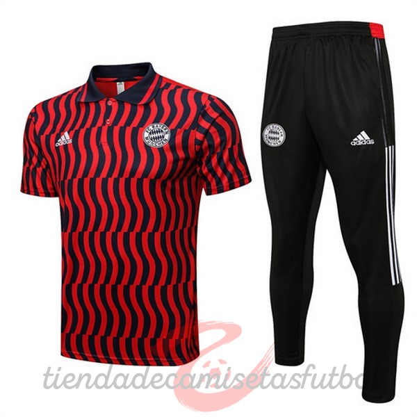 Conjunto Completo Polo Bayern Múnich 2022 2023 Rojo I Negro Camisetas Originales Baratas