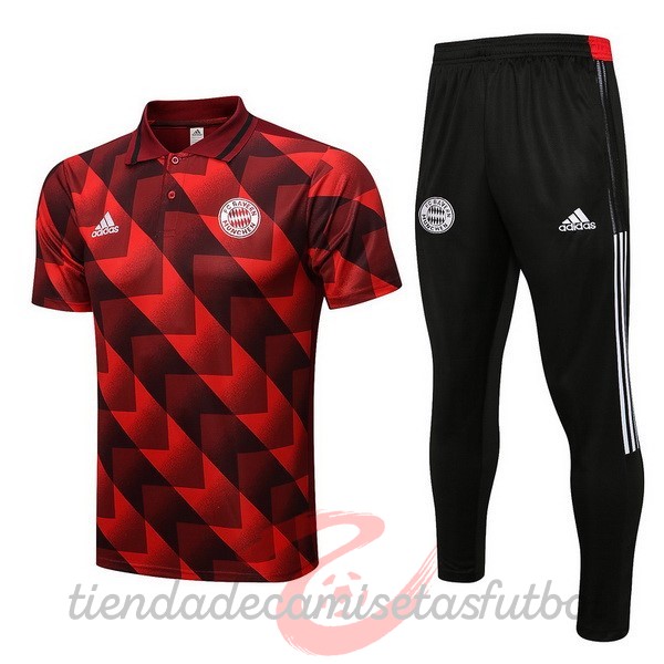 Conjunto Completo Polo Bayern Múnich 2022 2023 Rojo Negro Camisetas Originales Baratas