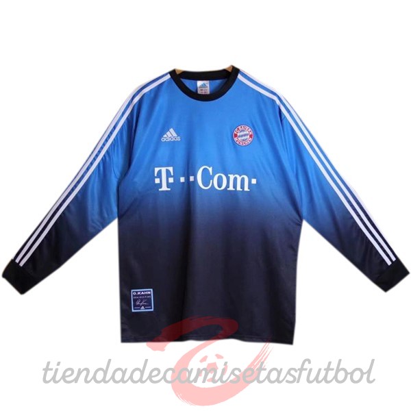 Portero Camiseta Manga Larga Bayern Múnich Retro 2002 2003 Azul Camisetas Originales Baratas