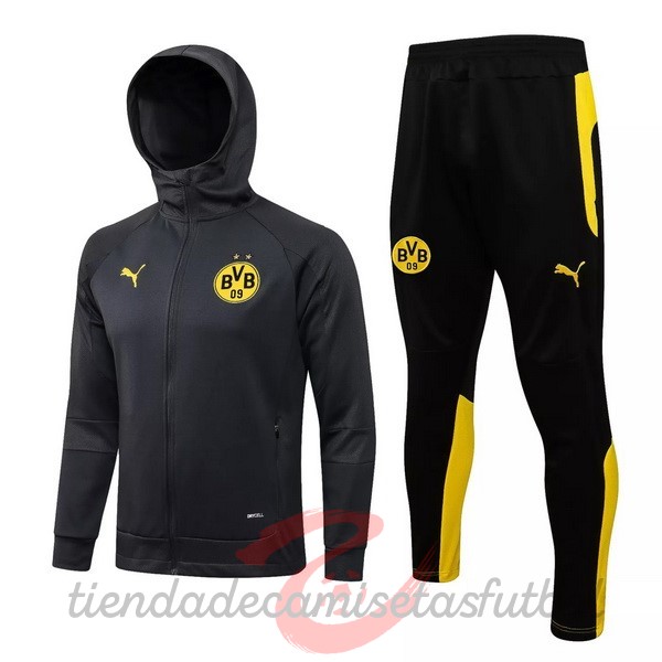 Chaqueta Con Capucha Borussia Dortmund 2021 2022 Gris Amarillo Camisetas Originales Baratas