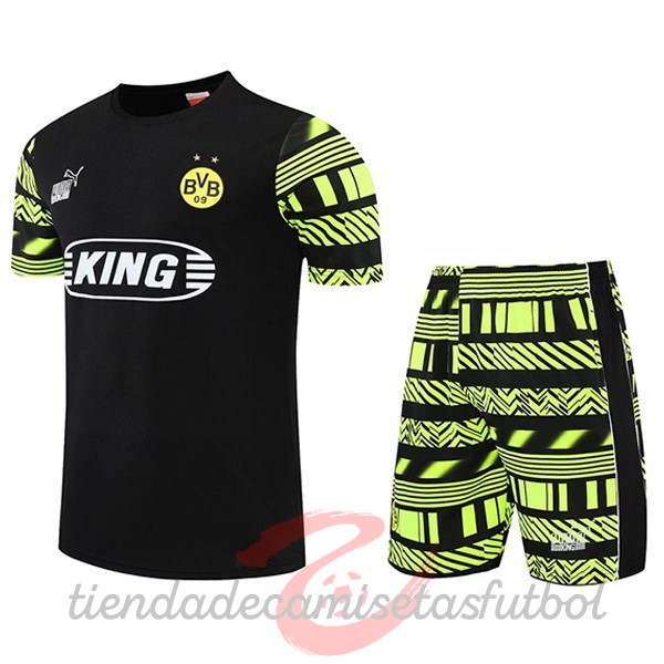 Entrenamiento Conjunto Completo Borussia Dortmund 2022 2023 Negro Amarillo Camisetas Originales Baratas