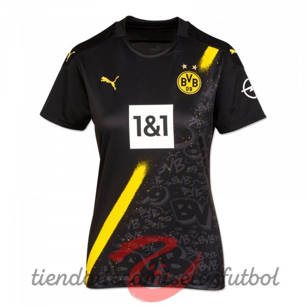 Segunda Camiseta Mujer Borussia Dortmund 2020 2021 Negro Camisetas Originales Baratas
